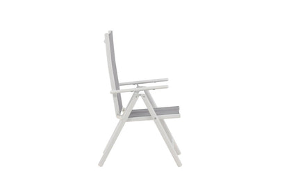 Awa 2er Set Gartenstuhl Grau, weißes Aluminiumgestell, verstellbare Rückenlehne