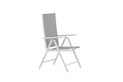 Awa 2er Set Gartenstuhl Grau, weißes Aluminiumgestell, verstellbare Rückenlehne