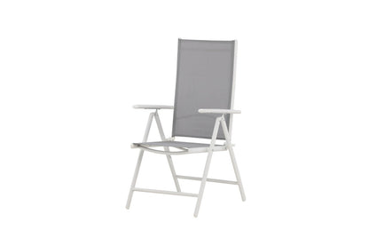 Awa 2er Set Gartenstuhl Grau, weißes Aluminiumgestell, verstellbare Rückenlehne