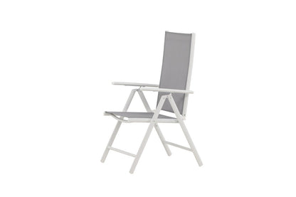 Awa 2er Set Gartenstuhl Grau, weißes Aluminiumgestell, verstellbare Rückenlehne