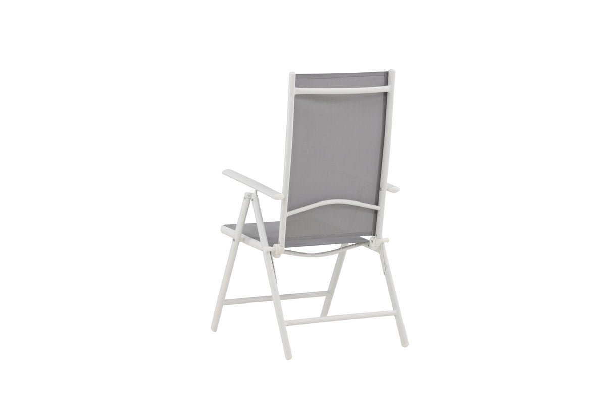 Awa 2er Set Gartenstuhl Grau, weißes Aluminiumgestell, verstellbare Rückenlehne
