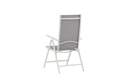 Awa 2er Set Gartenstuhl Grau, weißes Aluminiumgestell, verstellbare Rückenlehne
