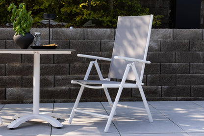 Awa 2er Set Gartenstuhl Grau, weißes Aluminiumgestell, verstellbare Rückenlehne