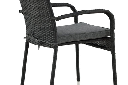 Luxusbetten24 Emma Gartenstuhl aus Rattan – 2‑er‑Set Schwarz für Außen