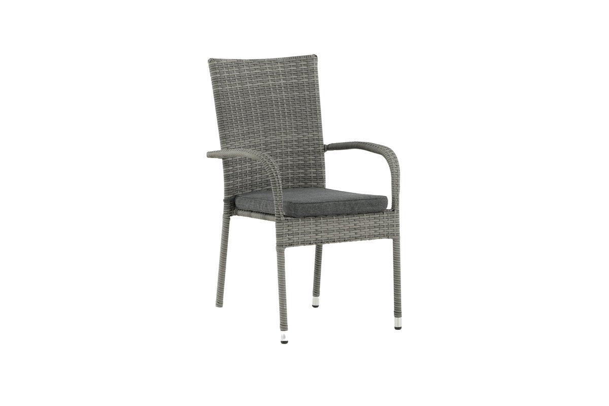 Luxusbetten24 Emma Gartenstuhl aus Rattan – 2‑er‑Set Schwarz für Außen