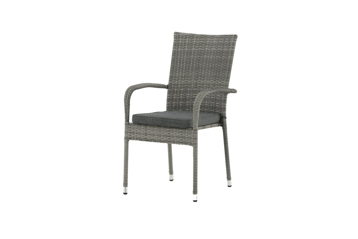 Luxusbetten24 Emma Gartenstuhl aus Rattan – 2‑er‑Set Schwarz für Außen