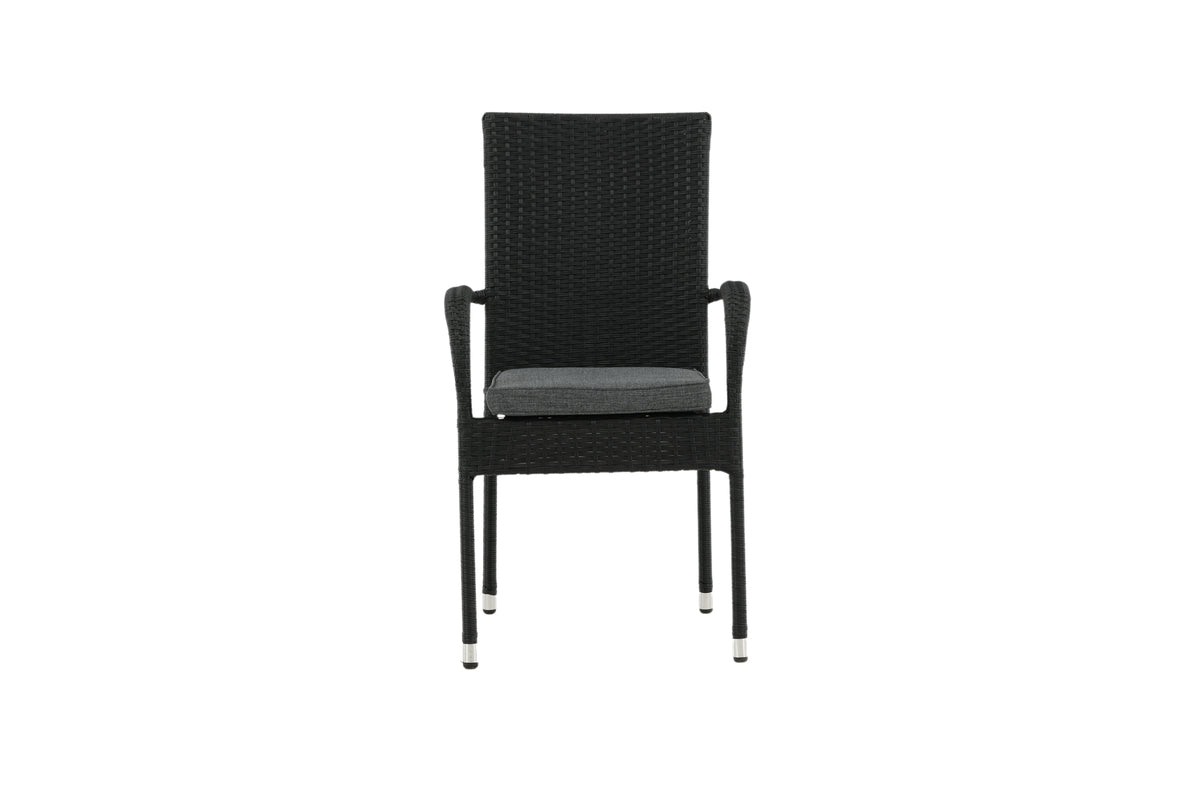 Luxusbetten24 Emma Gartenstuhl aus Rattan – 2‑er‑Set Schwarz für Außen