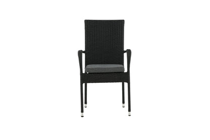 Luxusbetten24 Emma Gartenstuhl aus Rattan – 2‑er‑Set Schwarz für Außen