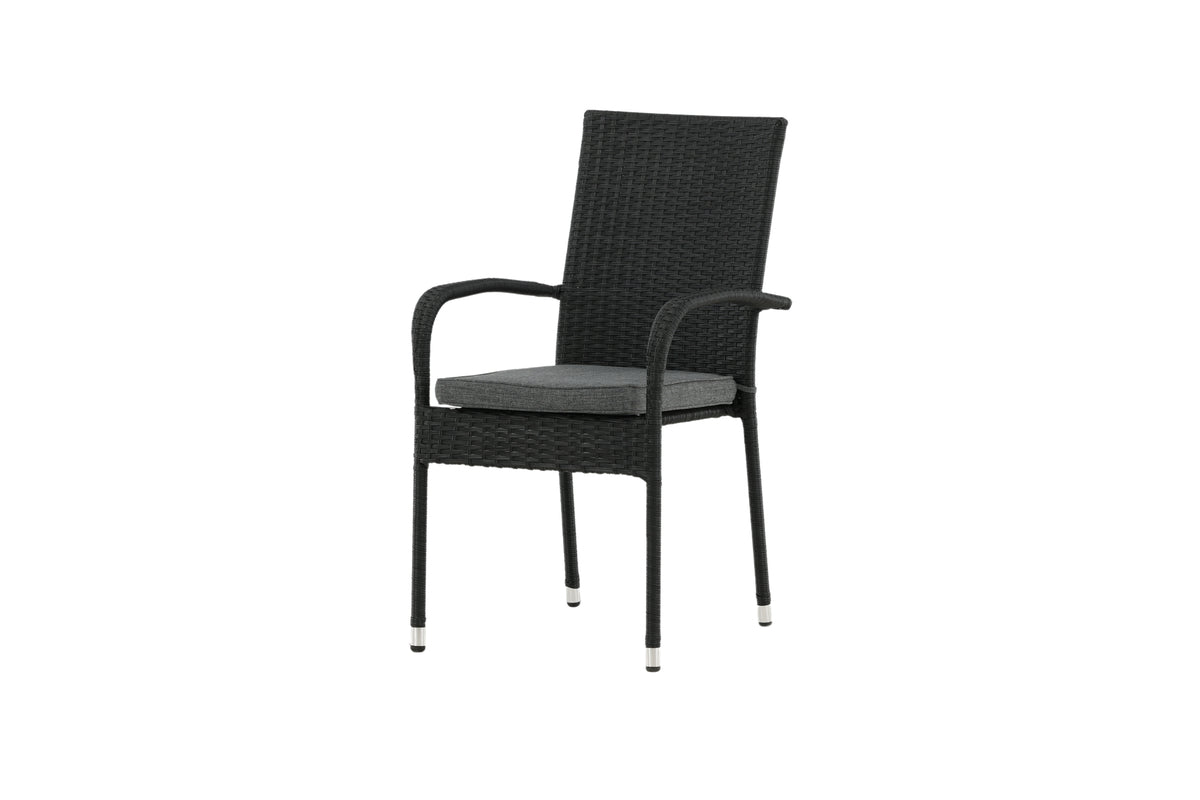 Luxusbetten24 Emma Gartenstuhl aus Rattan – 2‑er‑Set Schwarz für Außen