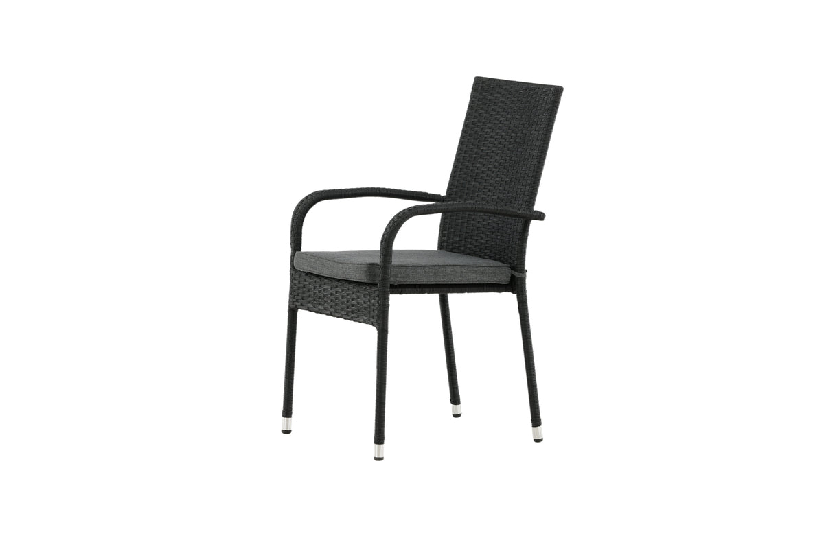 Luxusbetten24 Emma Gartenstuhl aus Rattan – 2‑er‑Set Schwarz für Außen