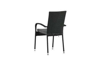 Luxusbetten24 Emma Gartenstuhl aus Rattan – 2‑er‑Set Schwarz für Außen