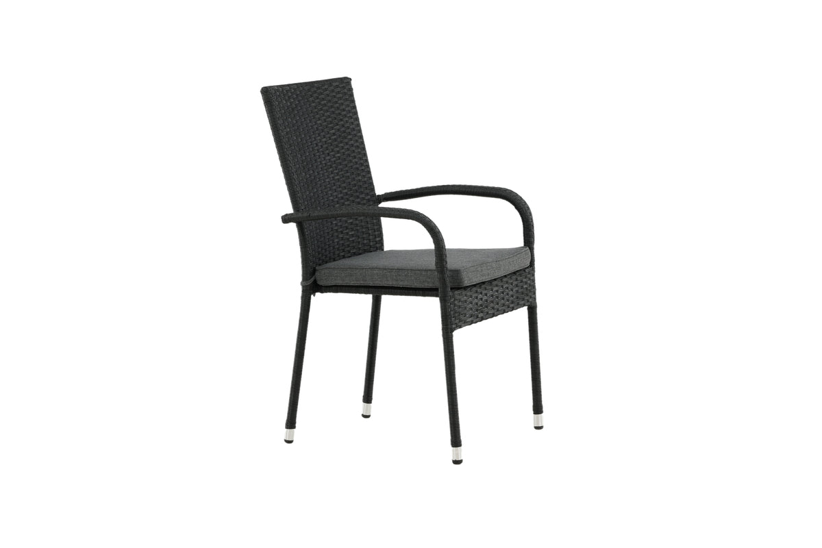 Luxusbetten24 Emma Gartenstuhl aus Rattan – 2‑er‑Set Schwarz für Außen