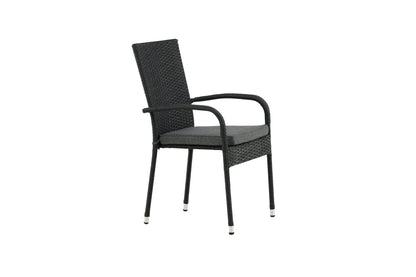 Luxusbetten24 Emma Gartenstuhl aus Rattan – 2‑er‑Set Schwarz für Außen