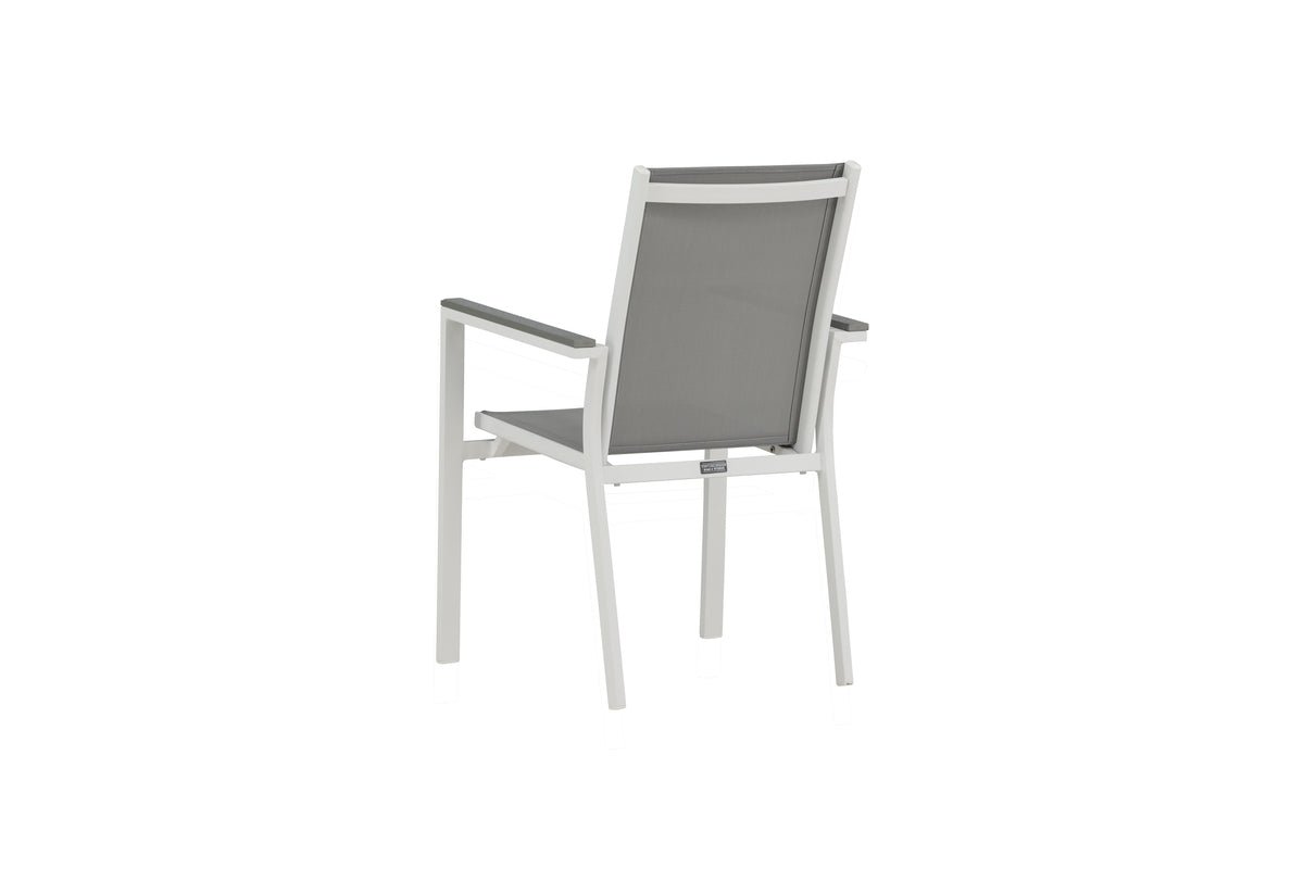 2er Set Gartenstuhl Ina – Weiß/Grau, Aluminium & Textilene