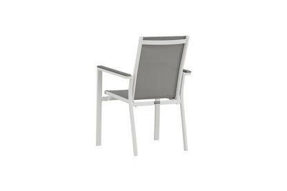 2er Set Gartenstuhl Ina – Weiß/Grau, Aluminium & Textilene