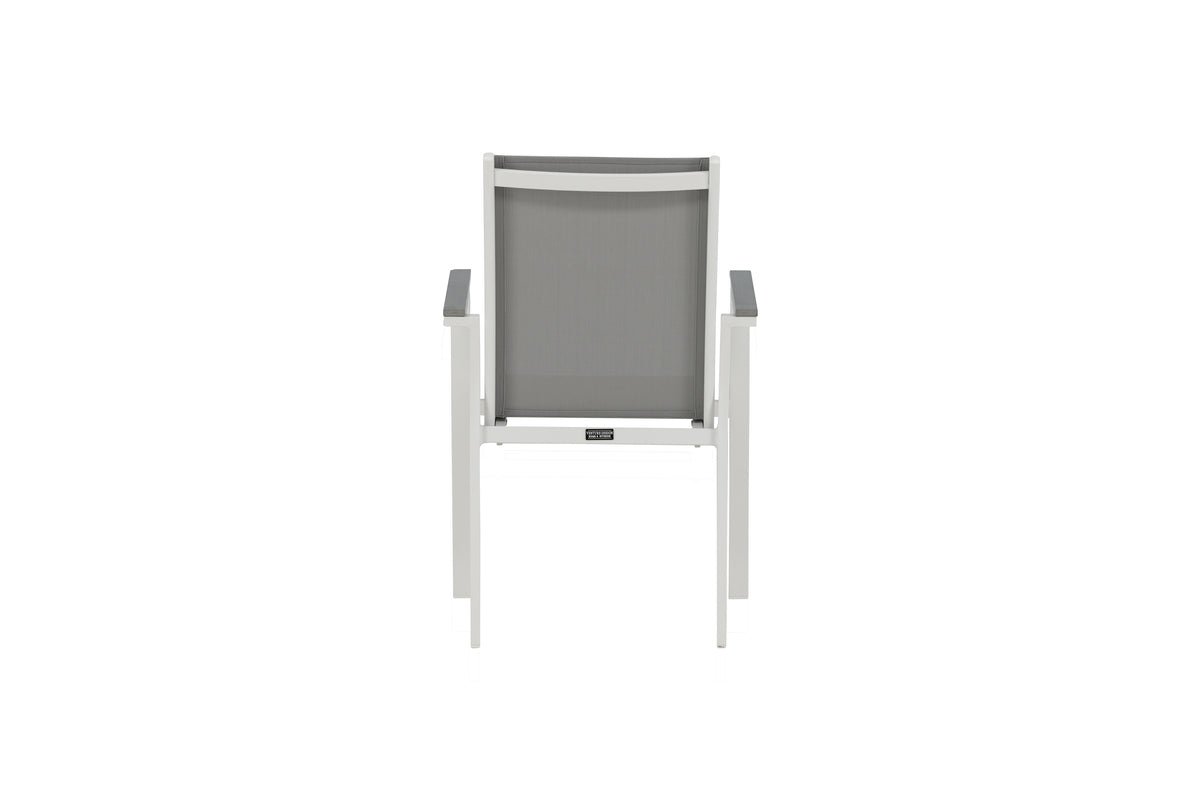 2er Set Gartenstuhl Ina – Weiß/Grau, Aluminium & Textilene