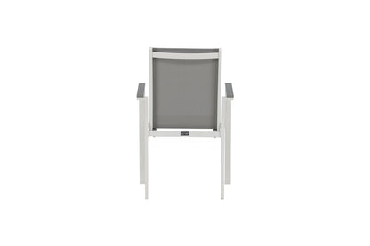 2er Set Gartenstuhl Ina – Weiß/Grau, Aluminium & Textilene