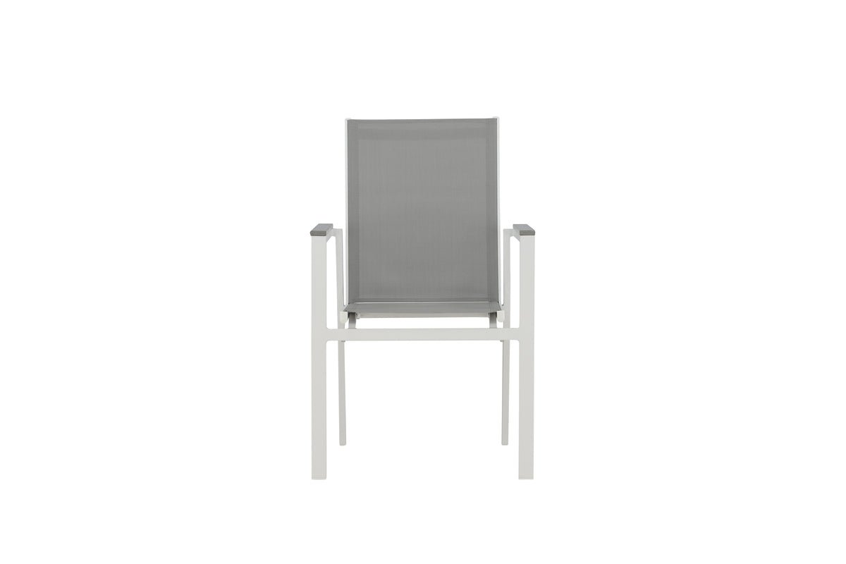 2er Set Gartenstuhl Ina – Weiß/Grau, Aluminium & Textilene