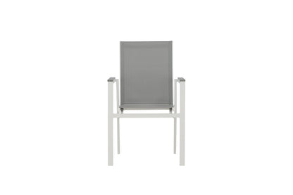 2er Set Gartenstuhl Ina – Weiß/Grau, Aluminium & Textilene