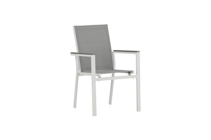 2er Set Gartenstuhl Ina – Weiß/Grau, Aluminium & Textilene