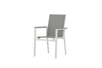 2er Set Gartenstuhl Ina – Weiß/Grau, Aluminium & Textilene