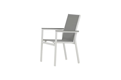 2er Set Gartenstuhl Ina – Weiß/Grau, Aluminium & Textilene