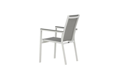 2er Set Gartenstuhl Ina – Weiß/Grau, Aluminium & Textilene