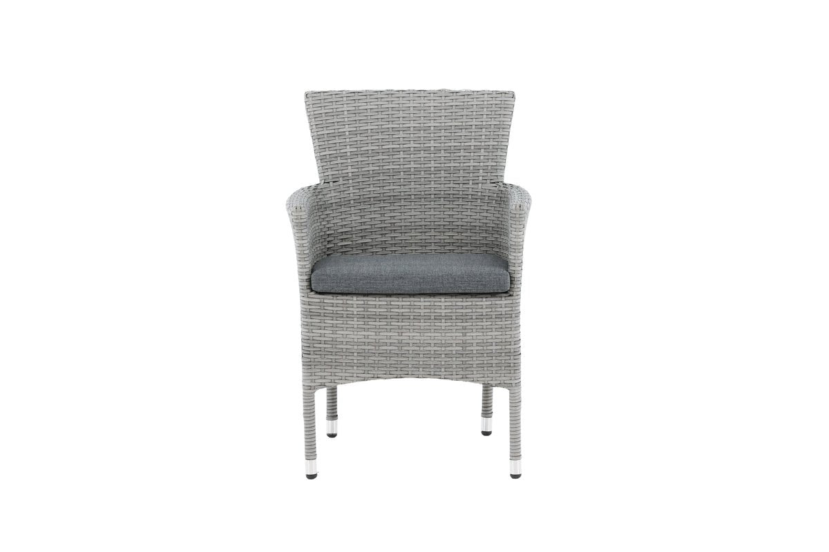 Luxusbetten24 Isla Gartenstuhl Set – Grau, Aluminium‑Rattan mit Sitzkissen