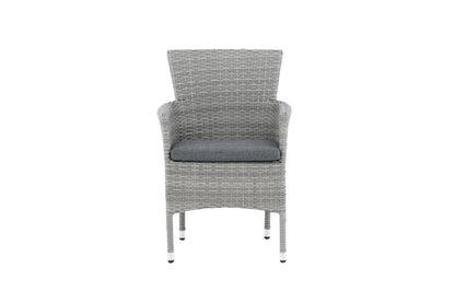 Luxusbetten24 Isla Gartenstuhl Set – Grau, Aluminium‑Rattan mit Sitzkissen