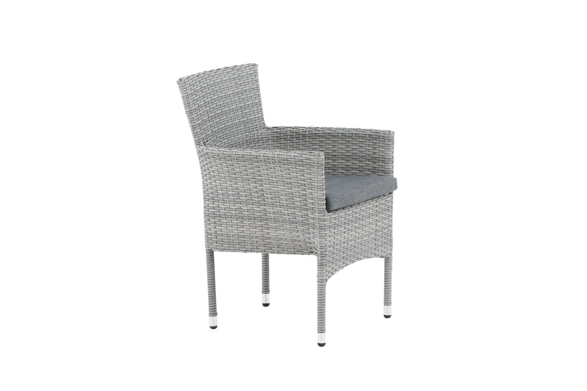 Luxusbetten24 Isla Gartenstuhl Set – Grau, Aluminium‑Rattan mit Sitzkissen
