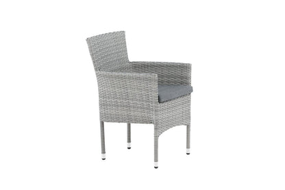 Luxusbetten24 Isla Gartenstuhl Set – Grau, Aluminium‑Rattan mit Sitzkissen