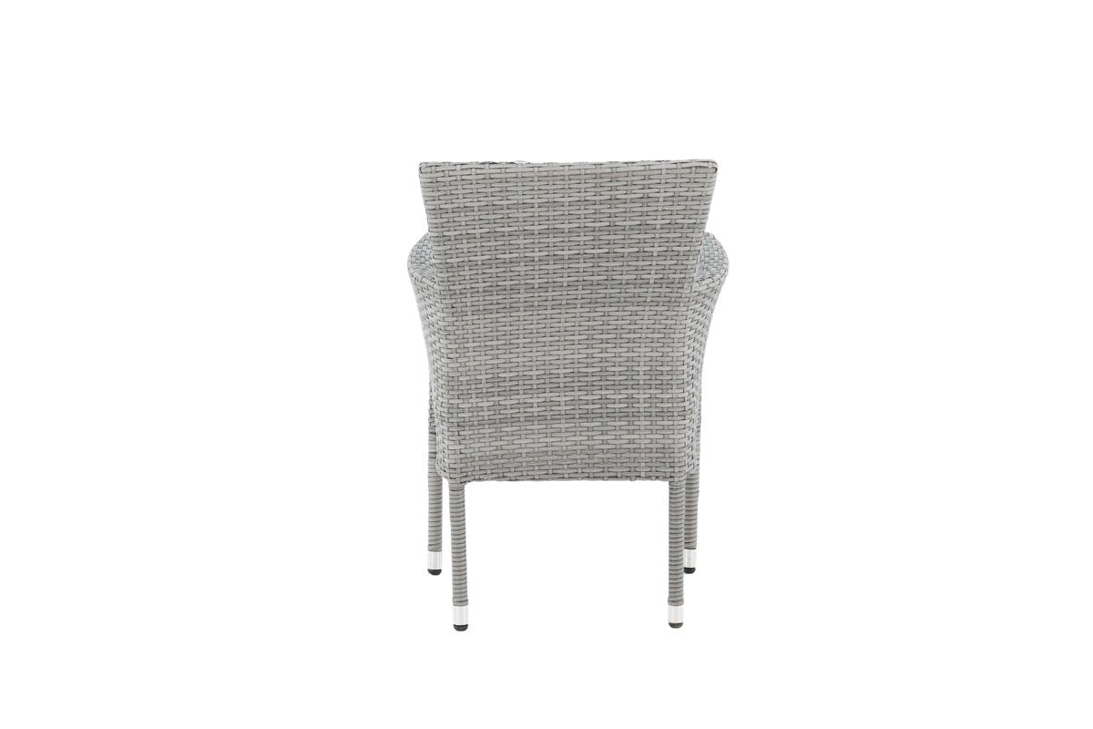 Luxusbetten24 Isla Gartenstuhl Set – Grau, Aluminium‑Rattan mit Sitzkissen