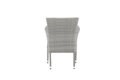Luxusbetten24 Isla Gartenstuhl Set – Grau, Aluminium‑Rattan mit Sitzkissen