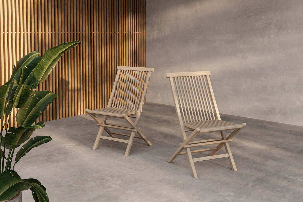 Luxusbetten24 Kaia Gartenstuhl Klappbar Whitewash 2er Set