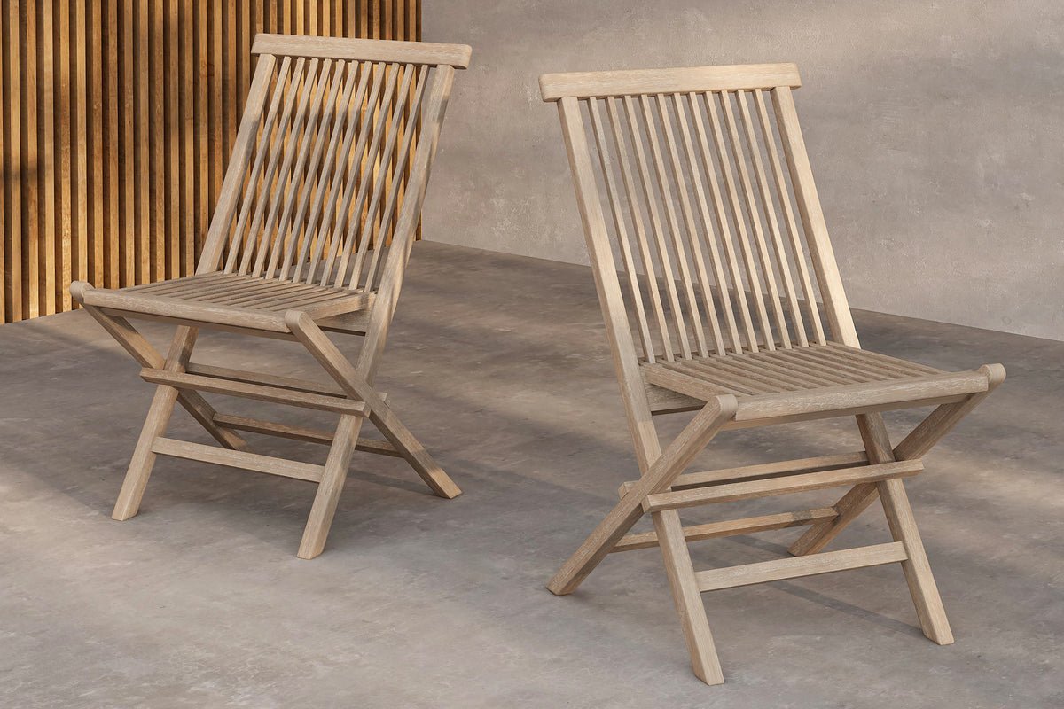 Luxusbetten24 Kaia Gartenstuhl Klappbar Whitewash 2er Set