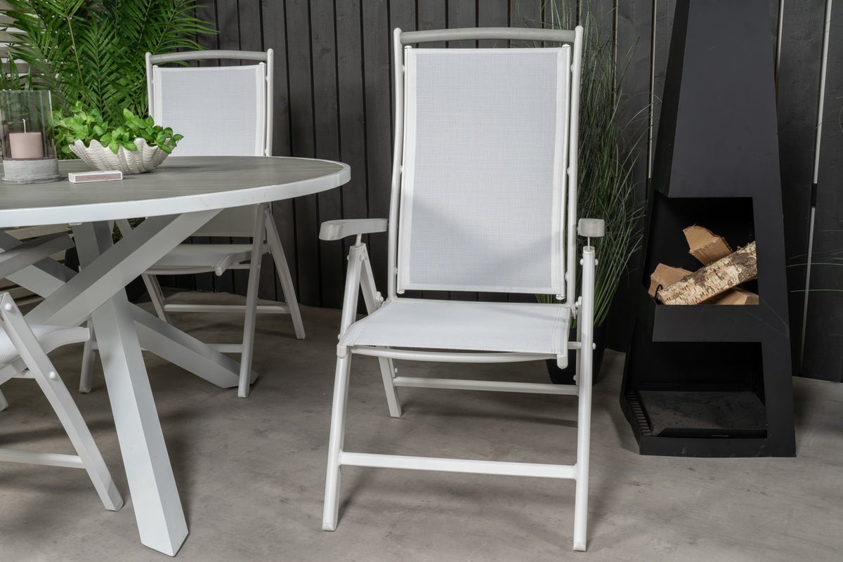 Luxusbetten24 2er Set Gartenstuhl Kara Aluminium Verstellbar Weiß