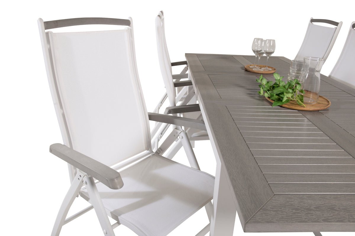 Luxusbetten24 2er Set Gartenstuhl Kara Aluminium Verstellbar Weiß