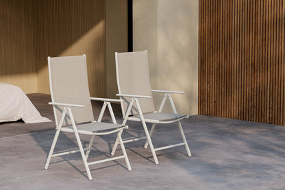 Luxusbetten24 Luma 2er Set Gartenstuhl Klappbar Beige Modern