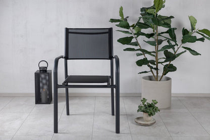 Ronda 2‑Er Set Gartenstuhl Schwarz Textilene Aluminium