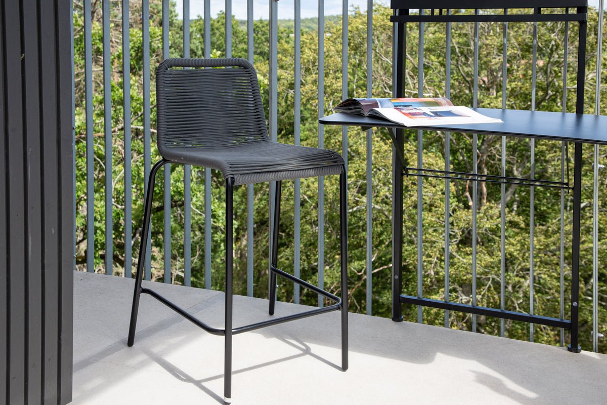 2er‑Set Gartenstuhl Sia – Dunkelgrauer Barhocker aus robustem Seil