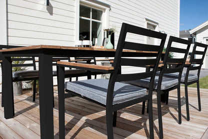 Luxusbetten24 Tala Gartenstuhl-Set, Schwarz, 2er Set mit Kissen