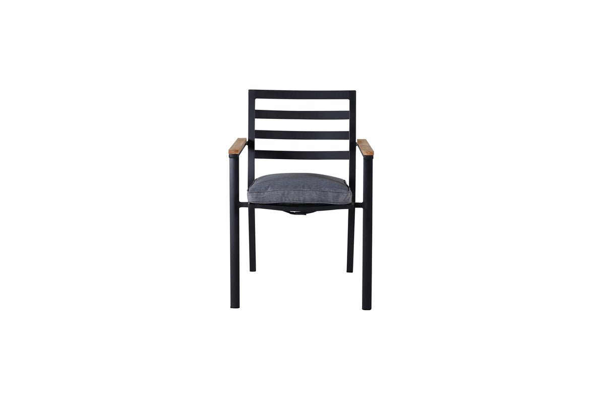 Luxusbetten24 Tala Gartenstuhl-Set, Schwarz, 2er Set mit Kissen