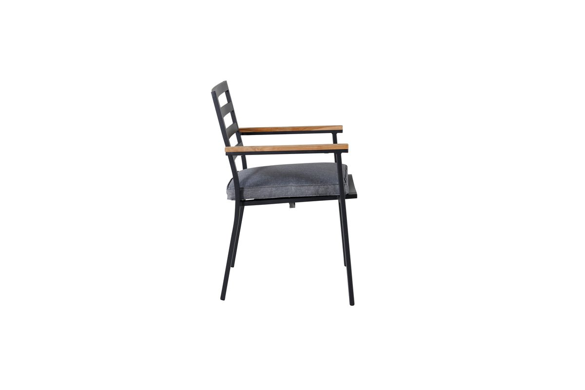 Luxusbetten24 Tala Gartenstuhl-Set, Schwarz, 2er Set mit Kissen