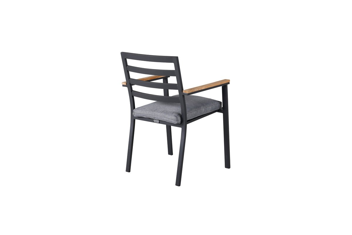 Luxusbetten24 Tala Gartenstuhl-Set, Schwarz, 2er Set mit Kissen