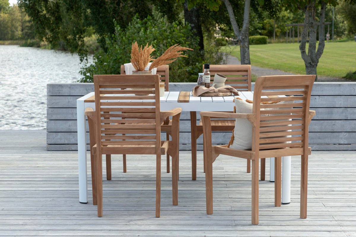 Luxusbetten24 Tansania Gartenstuhl-Set Massives Poliertes Teakholz Natur