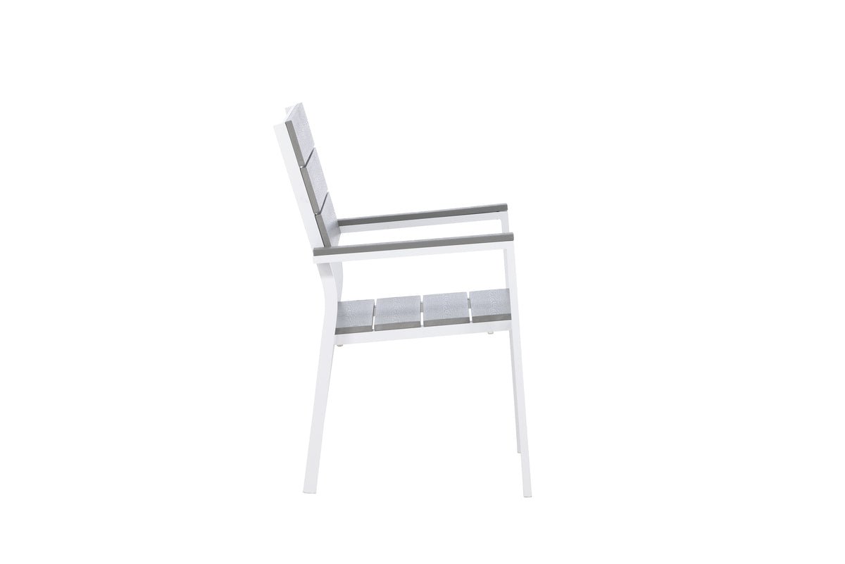2er Set Gartenstuhl Vita Weiß/Grau Aluminium Aintwood Design