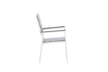 2er Set Gartenstuhl Vita Weiß/Grau Aluminium Aintwood Design