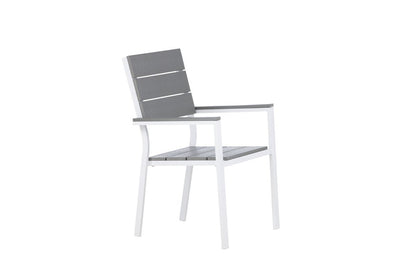 2er Set Gartenstuhl Vita Weiß/Grau Aluminium Aintwood Design
