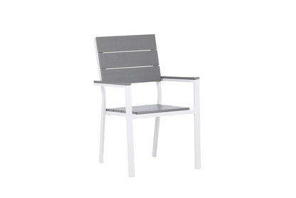 2er Set Gartenstuhl Vita Weiß/Grau Aluminium Aintwood Design