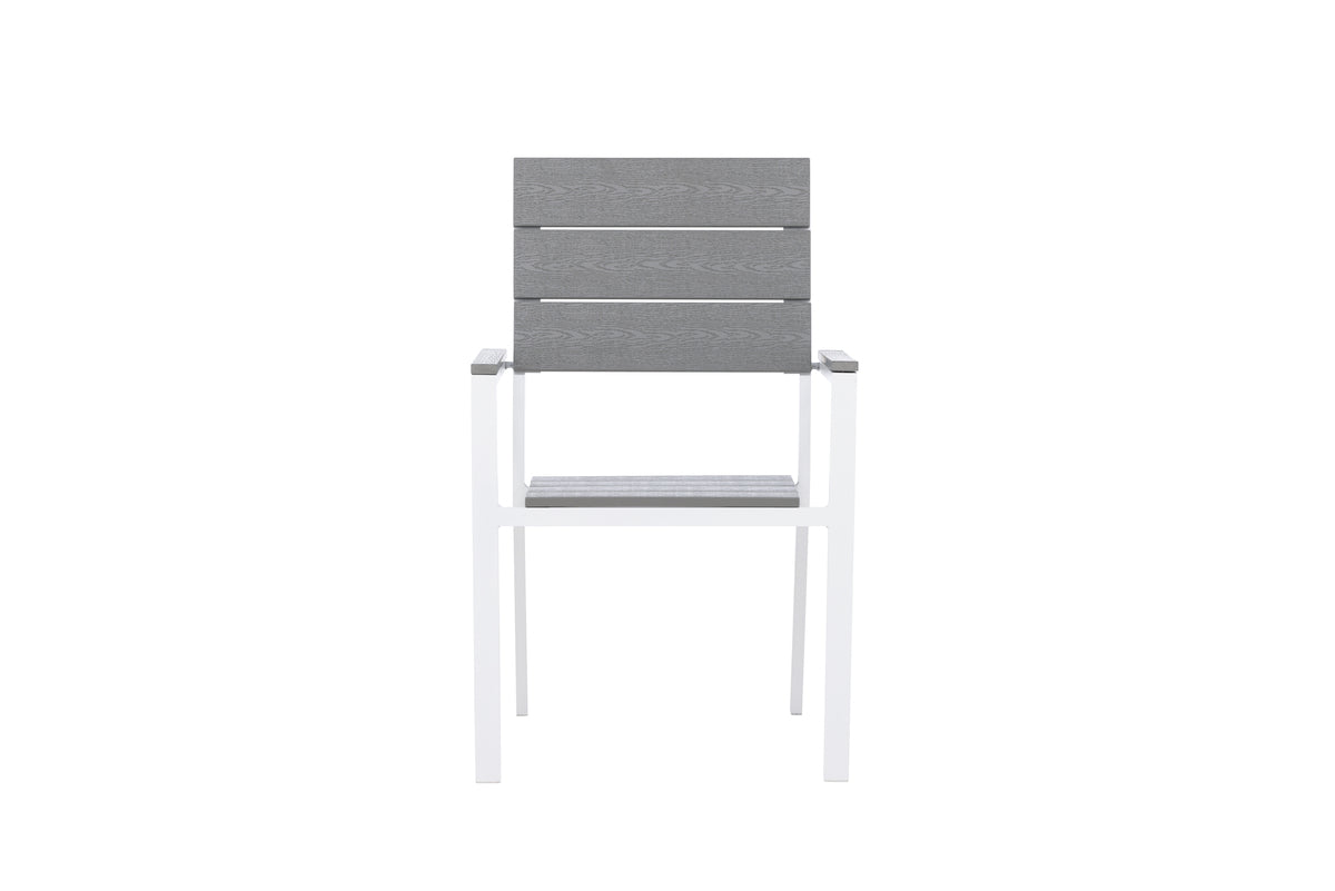 2er Set Gartenstuhl Vita Weiß/Grau Aluminium Aintwood Design
